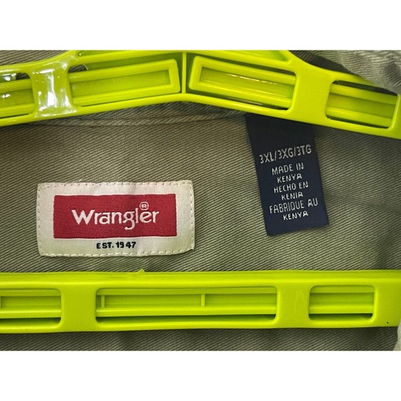 Mens Wrangler Outdoor Olive Green Button Down Short Sleeve Shirt Size 3XL - Picture 2 of 7